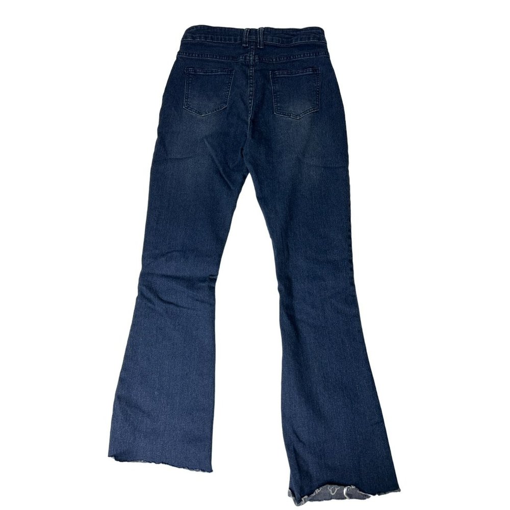 Pantete Jeans Women's M Flare Double Button Comfy Western Casual Trending - Picture 4 of 6